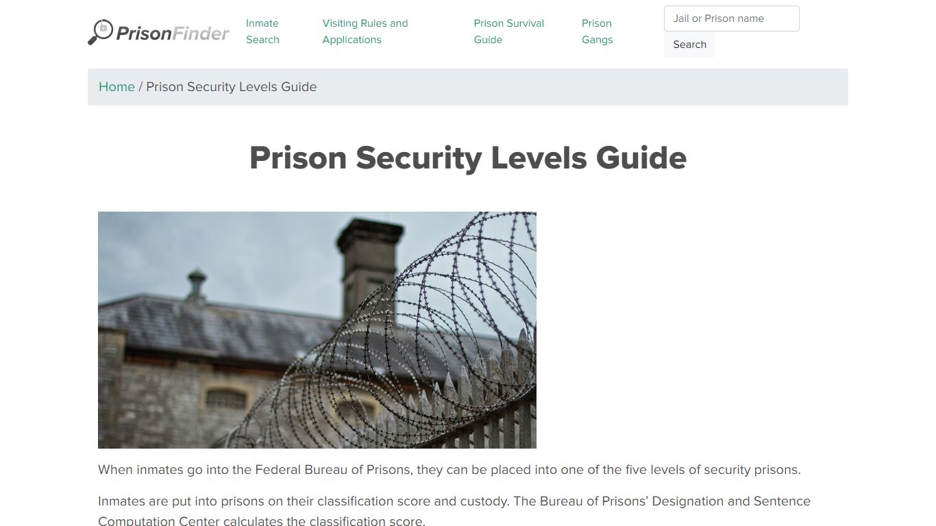 A Complete Prison Security Levels Guide - Prisonfinder.org